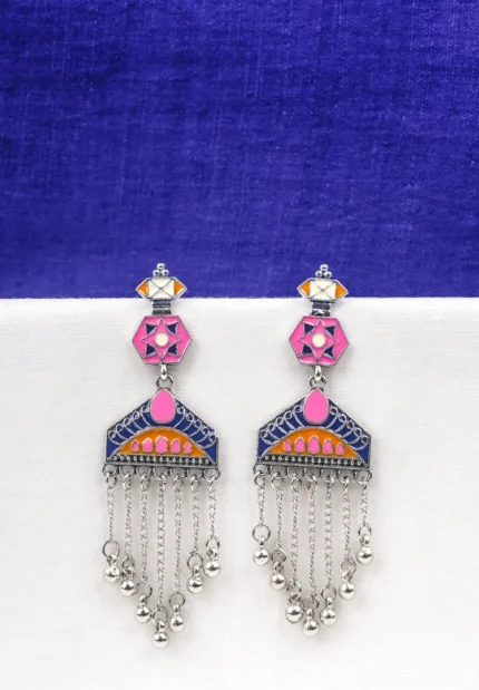 Colourful Geometric Enamel Earrings