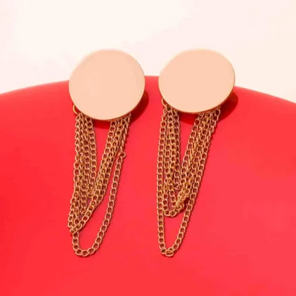 Golden Top Layered Chain Drop Earrings