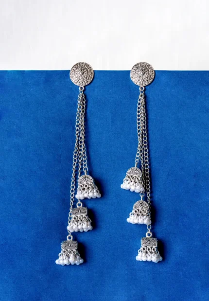 Oxidised Long Jhumka Dangle Earrings