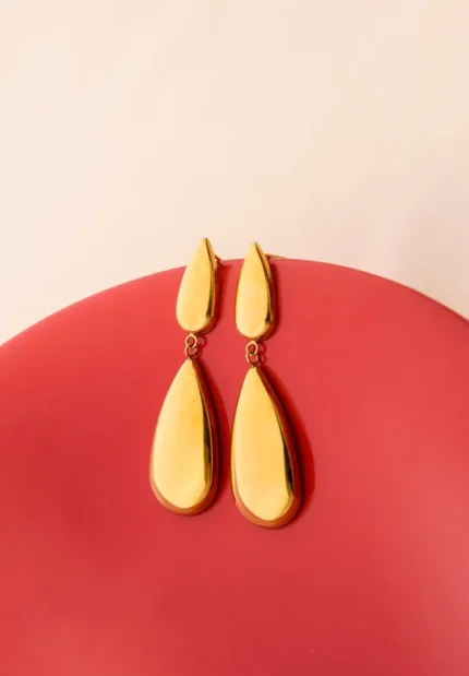 Golden Long Teardrop Dangle Earrings