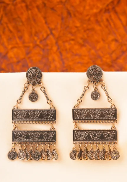 Intricate Antique Layered Coin Charm Earrings