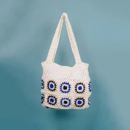 Crochet White n Blue Shoulder Bag
