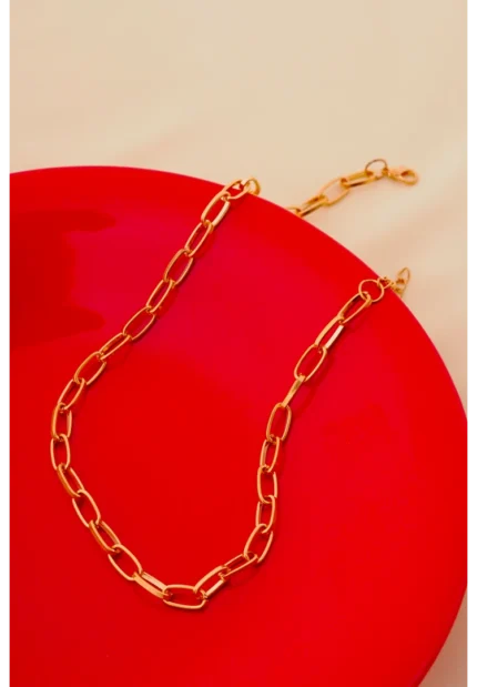 Fashion-forward gold-tone gauge wire necklace with a polished sheen and a durable lobster claw closure