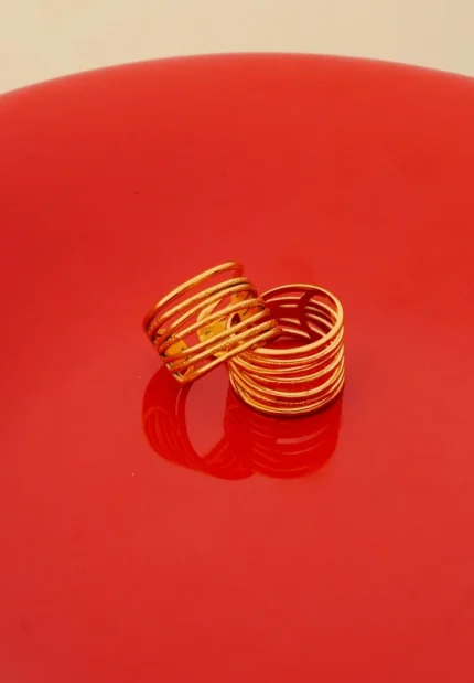 Pack of 2 Golden Textured Seven Layered Rings