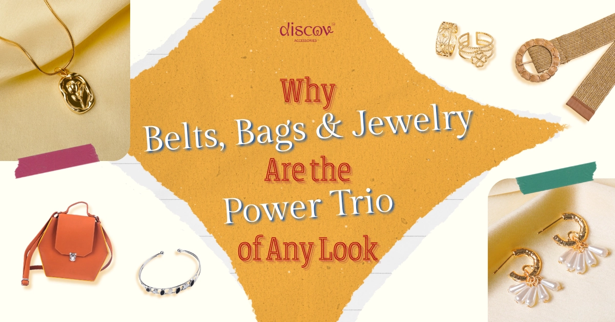 Discov Accessories collection featuring belts, bags, and jewelry – stylish accessories for every occasion