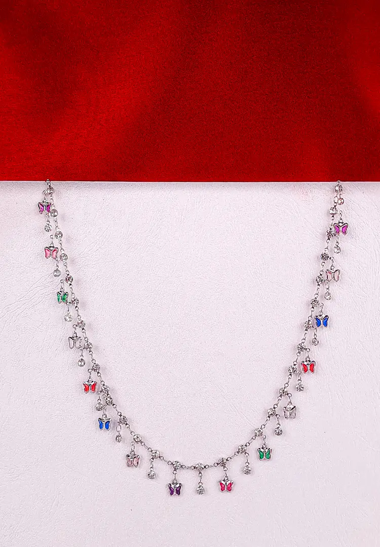 th (83) Delicate necklace with colorful butterfly charms on a fine chain, perfect for layering or everyday wear