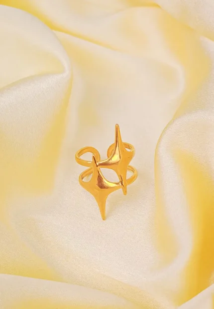 Gold Stellar Spike Stack Ring with sleek spiked design and polished finish.