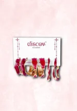 Set of three red hoop earrings with gold-tone finish, featuring a polished surface and push-back closures for a stylish look.