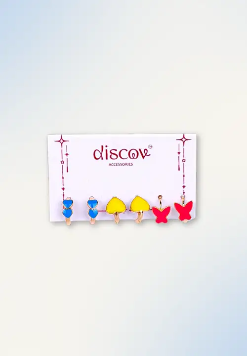 762-th Set of three red hoop earrings with gold-tone finish, featuring a polished surface and push-back closures for a stylish look.