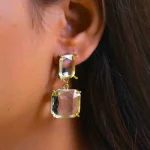 Crystal Golden Dangle Earrings - Image 2