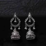 Intricate Oxidised Jhumka Drop Earrings