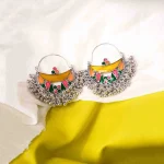 Colourful Geometric Enamel Earrings - Image 4