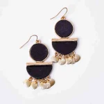 Boho Matte Black Geometric Earrings - Image 4