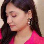 Golden Textured Pearl Earrings - Image 3