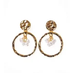Golden Textured Pearl Earrings - Image 6