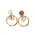 Golden Textured Pearl Earrings - Image 4
