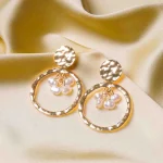 Golden Textured Pearl Earrings