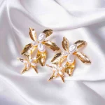 Floral Embellished Pearl Drop Earrings - Image 4