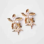 Floral Embellished Pearl Drop Earrings - Image 6