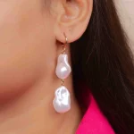 Baroque Pearl Dangle Earrings - Image 2