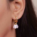 Small Pearl C-Hoop Earrings - Image 2