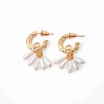 Small Pearl C-Hoop Earrings - Image 4