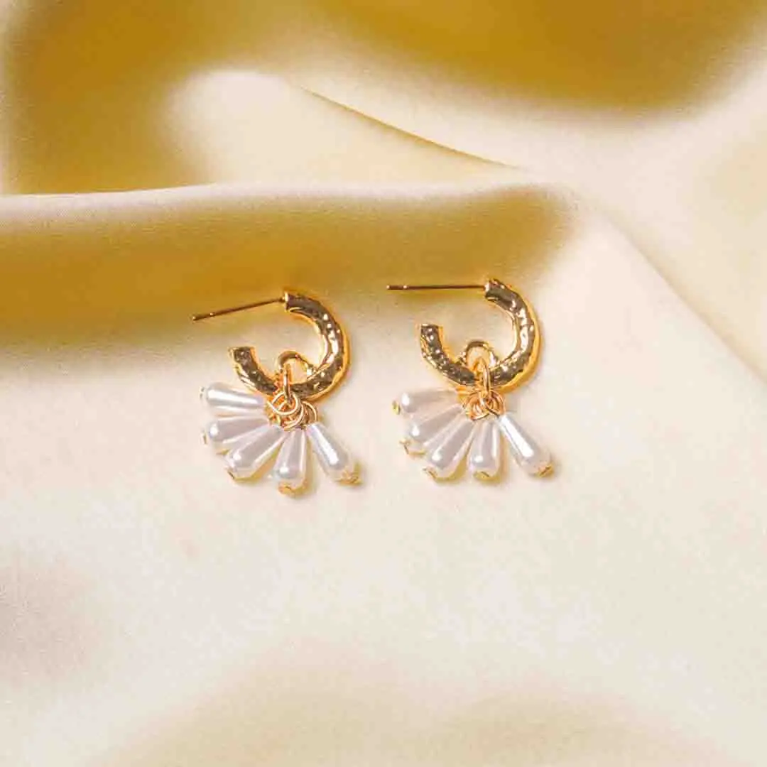 179-Th.webp Small Pearl C-Hoop Earrings - Image 1