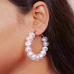 Baroque Pearl Hoop Earrings - Image 2