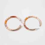 Circular Rustic Enameled Open Hoop Earrings - Image 2