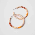 Circular Rustic Enameled Open Hoop Earrings - Image 3