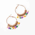 Circular Multicolour Bead Hoop Earrings - Image 6