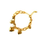 Golden Heart Charm Link Chain Bracelet - Image 3