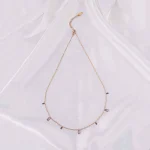 Dainty Golden Rectangular Gem Necklace