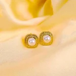 Golden Textured Pearl Studs