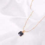 Black Square Pendant Chain Necklace - Image 2