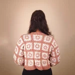 Patterned Peach Crochet Cardigan - Image 6