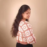 Patterned Peach Crochet Cardigan - Image 7