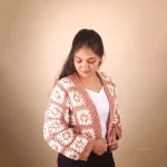 Patterned Peach Crochet Cardigan - Image 5