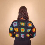 Vibrant Black Floral Crochet Cardigan - Image 6