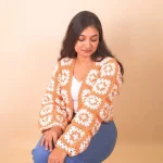 Orange n White Crochet Cardigan - Image 2