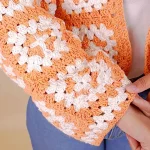 Orange n White Crochet Cardigan - Image 7