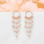 Cascading Pearl Dangle Earrings - Image 4