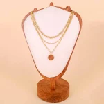 Golden Layered Disc Chain Cascading Necklace