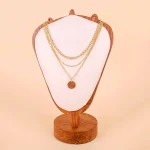 Golden Layered Disc Chain Cascading Necklace - Image 3