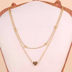 Golden Layered Heart Chain Necklace - Image 3