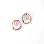 Golden Pearl Stud Earrings - Image 2