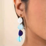 Blue Hued Teardrop Dangle Earrings - Image 2