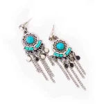 Boho Turquoise Stone Drop Earrings - Image 4