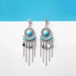 Boho Turquoise Stone Drop Earrings