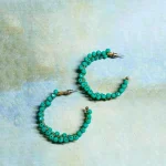 Beaded Sea Green Open Hoop Earrings - Image 2